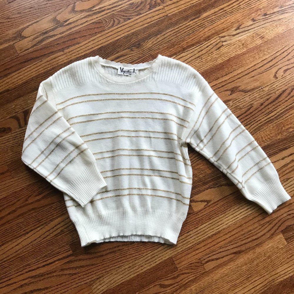 Vtg Voguester Jr. Sweater (cream & gold)